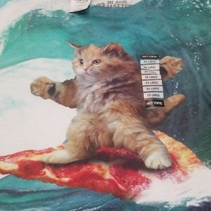 NWT Cat Surfing Pizza T-Shirt